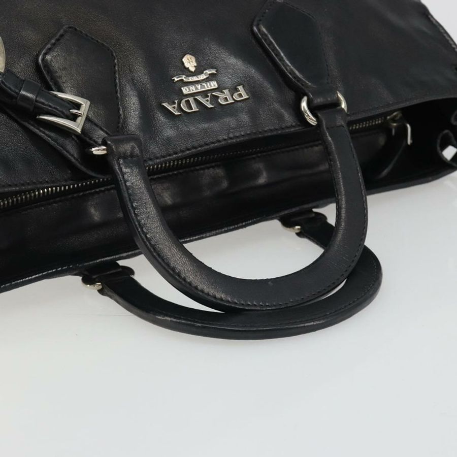 【日本直送】PRADA 手提包 皮革 黑色 銀色 正品 186430A-6