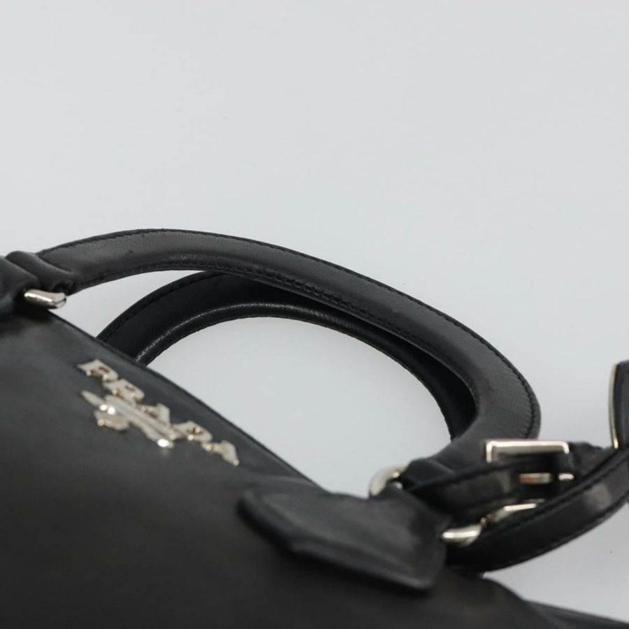 【日本直送】PRADA 手提包 皮革 黑色 銀色 正品 186430A-13