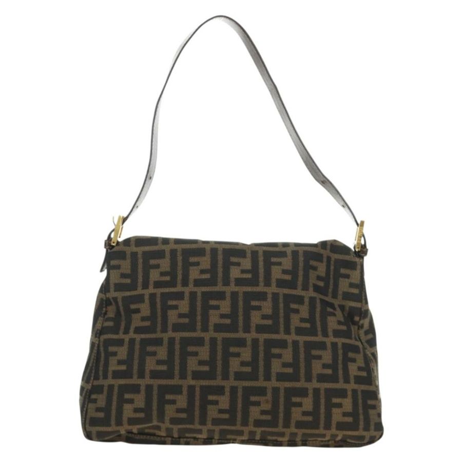 【日本直送】FENDI Zucca帆布Mamma Baguette單肩包 黑色棕色 正品 186461V-1