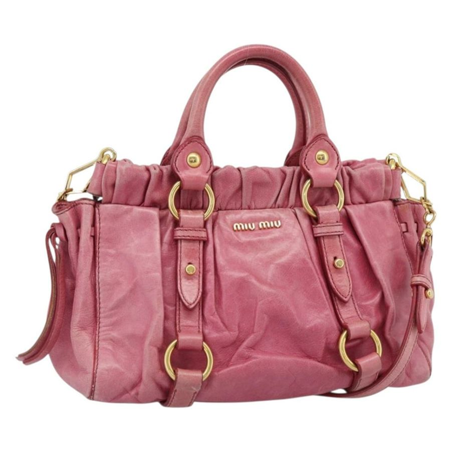 【日本直送】Miu Miu 手提包 皮革 兩用 粉金配色 正品 186436SAM-0