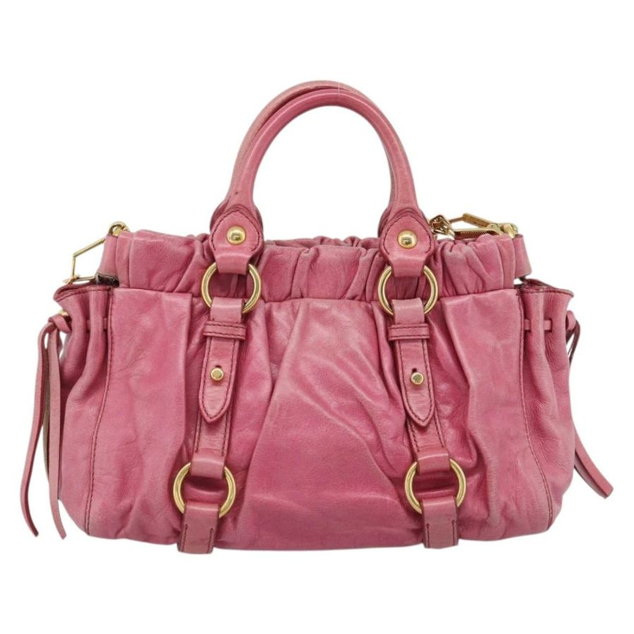 【日本直送】Miu Miu 手提包 皮革 兩用 粉金配色 正品 186436SAM-1