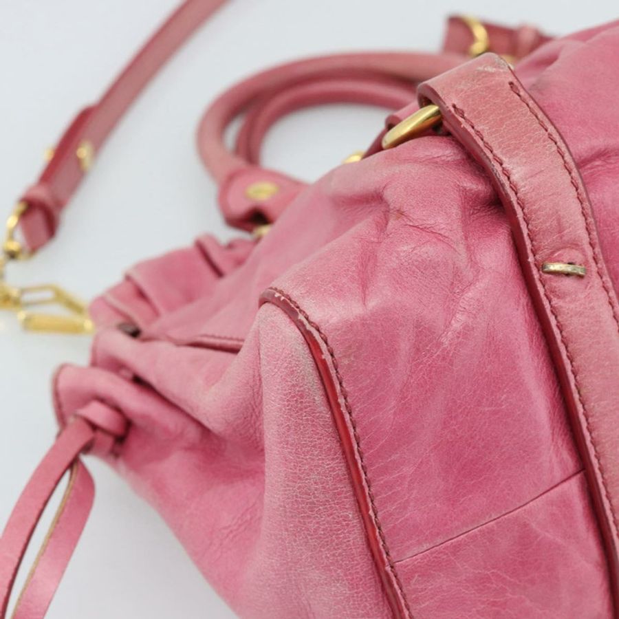 【日本直送】Miu Miu 手提包 皮革 兩用 粉金配色 正品 186436SAM-14