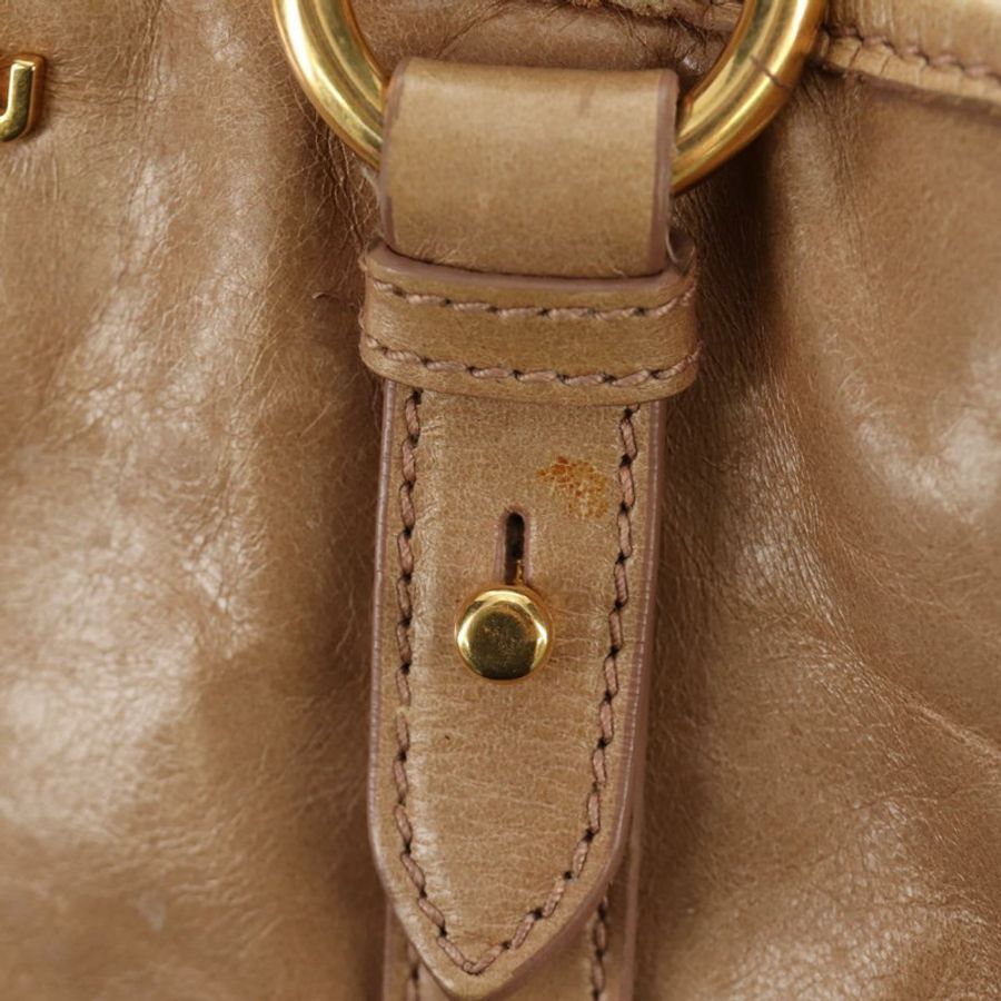 【日本直送】Miu Miu 手提包 皮革 米色 金色 正品 186439V-19