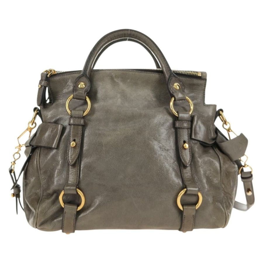 【日本直送】Miu Miu 手提包 皮革 兩用 灰色 金色 正品 186440SAM-1