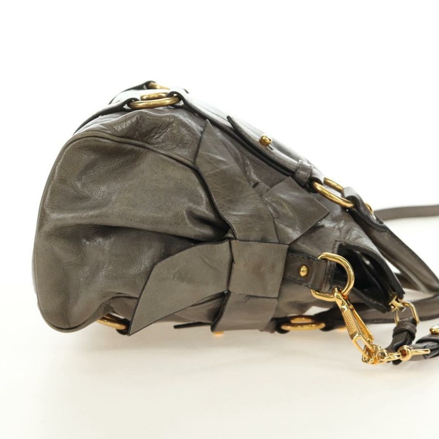 【日本直送】Miu Miu 手提包 皮革 兩用 灰色 金色 正品 186440SAM-3