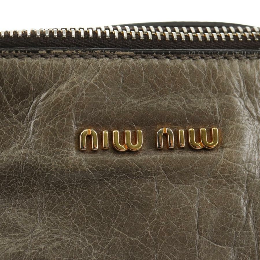 【日本直送】Miu Miu 手提包 皮革 兩用 灰色 金色 正品 186440SAM-20