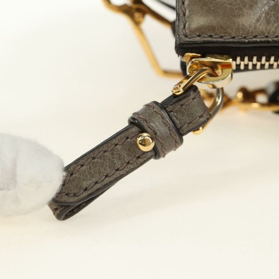【日本直送】Miu Miu 手提包 皮革 兩用 灰色 金色 正品 186440SAM-21