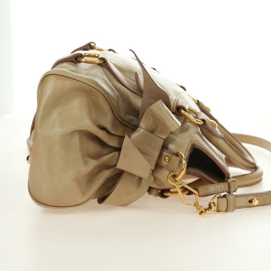 【日本直送】Miu Miu 手提包 皮革 兩用 米色 金色 正品 186442SAM-4