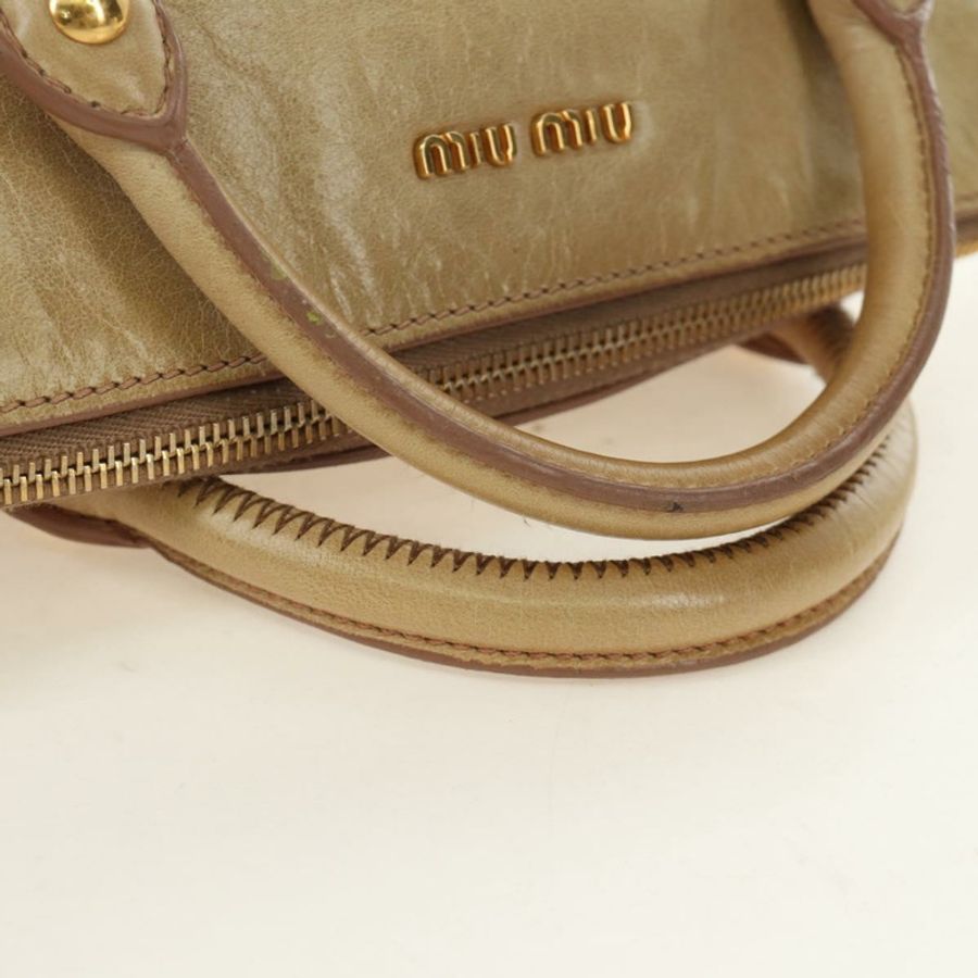 【日本直送】Miu Miu 手提包 皮革 兩用 米色 金色 正品 186442SAM-6