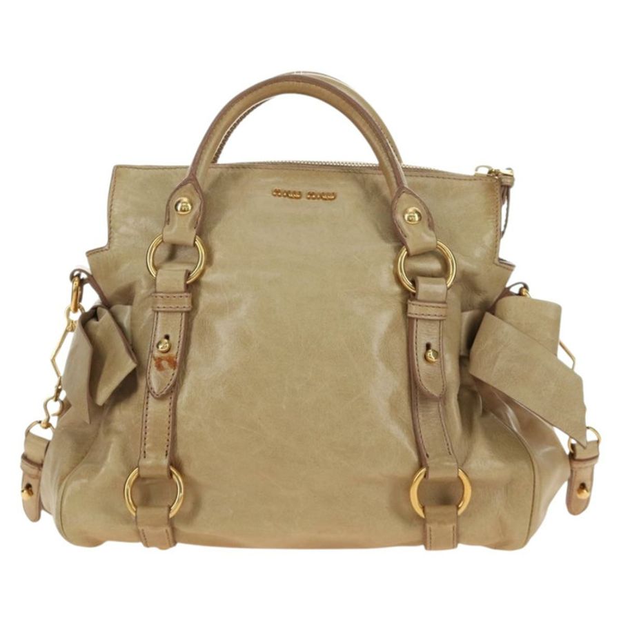 【日本直送】Miu Miu 手提包 皮革 兩用 米色 金色 正品 186442SAM-12