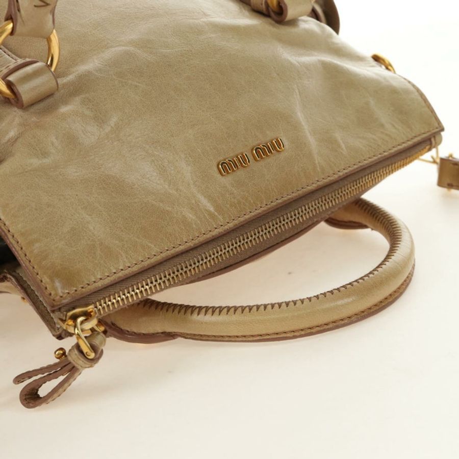 【日本直送】Miu Miu 手提包 皮革 兩用 米色 金色 正品 186442SAM-13