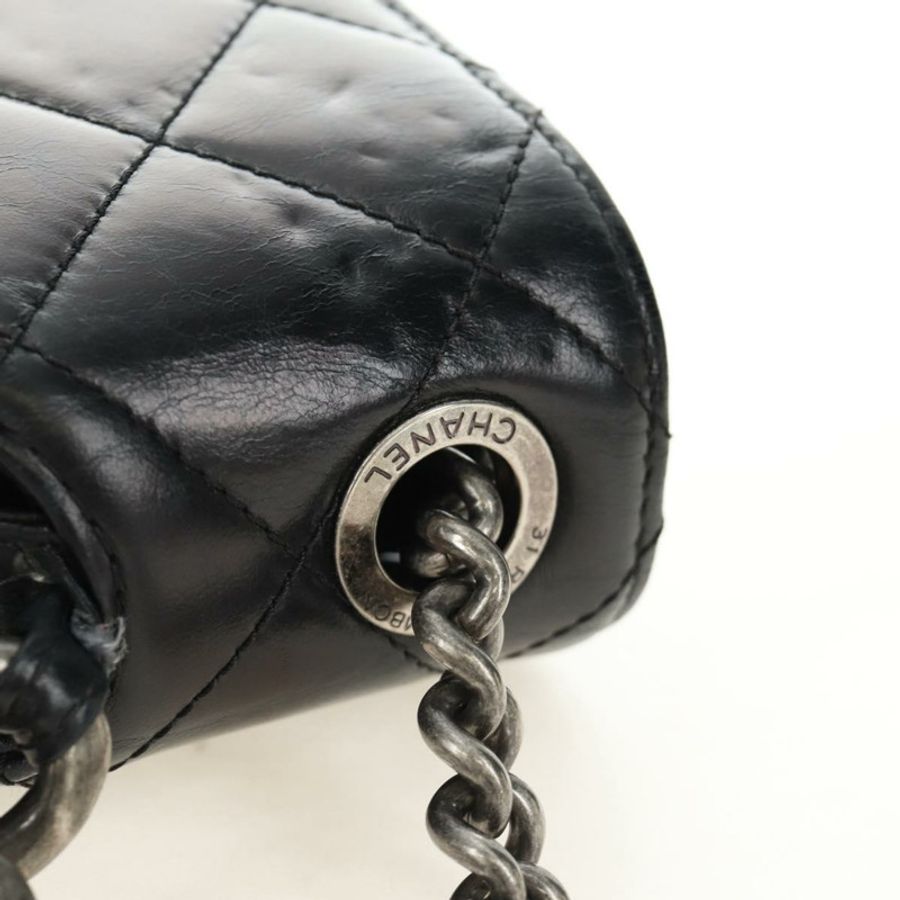 【日本直送】香奈兒 (CHANEL) Matelasse 鏈條手提包 小牛皮 2way 黑色 銀色 CC 標誌 正品 BA13614SAM-13