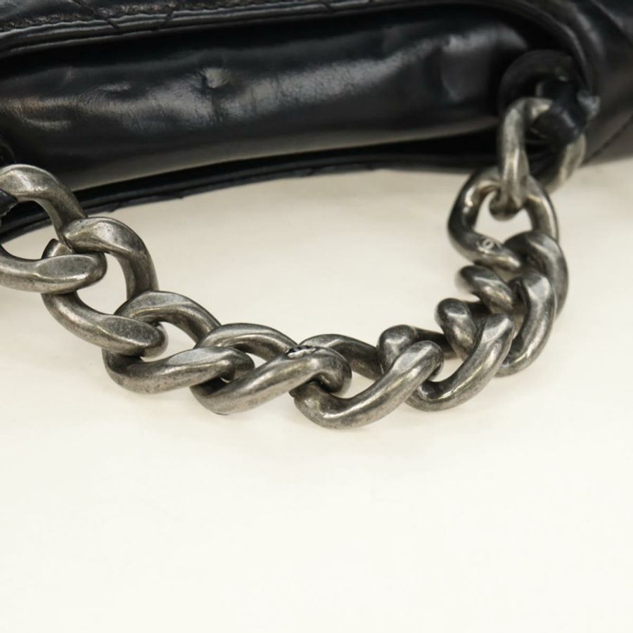 【日本直送】香奈兒 (CHANEL) Matelasse 鏈條手提包 小牛皮 2way 黑色 銀色 CC 標誌 正品 BA13614SAM-14