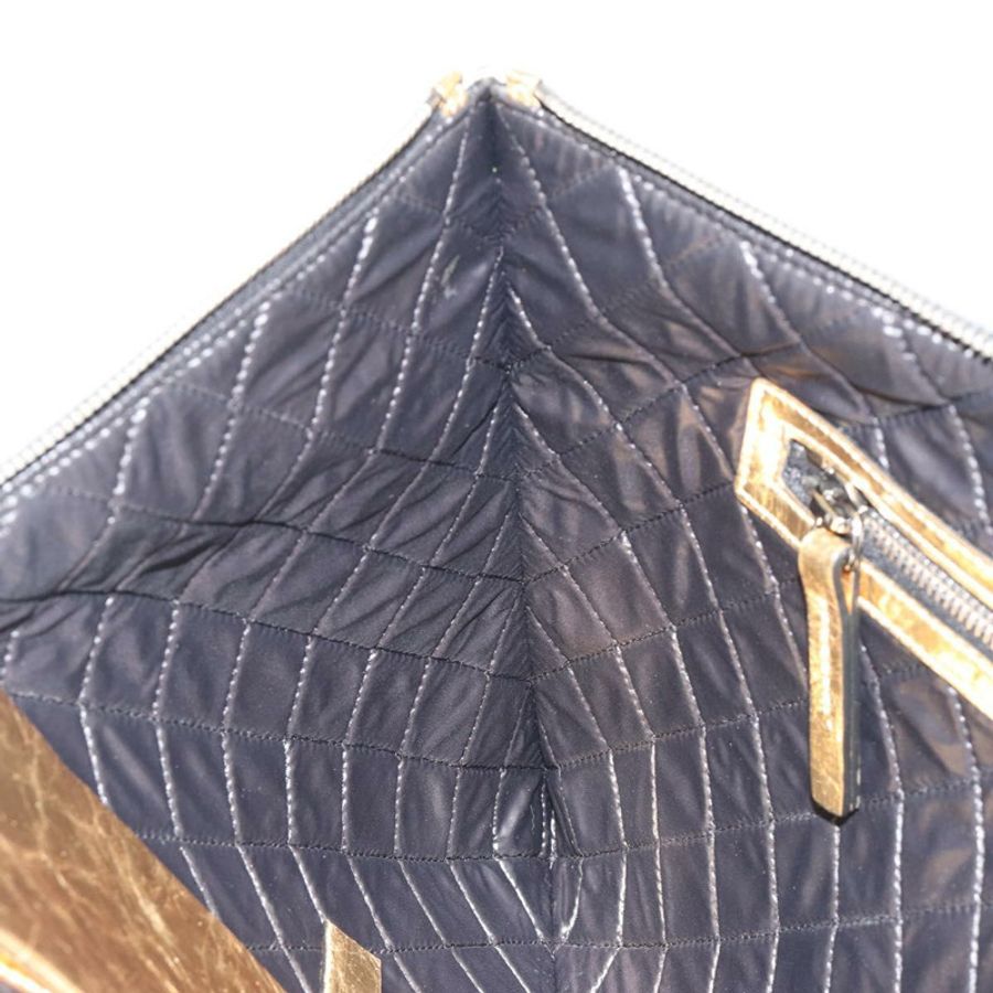 【日本直送】香奈兒 (CHANEL) 手拿包，皮革材質，金色，銀色雙C標誌，正品 BA13613SAM-19