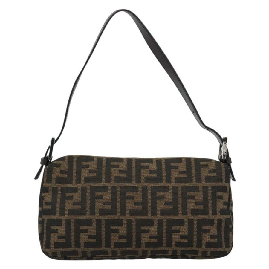 【日本直送】FENDI Zucca帆布Mamma Baguette單肩包 黑色棕色 正品 187283V-1