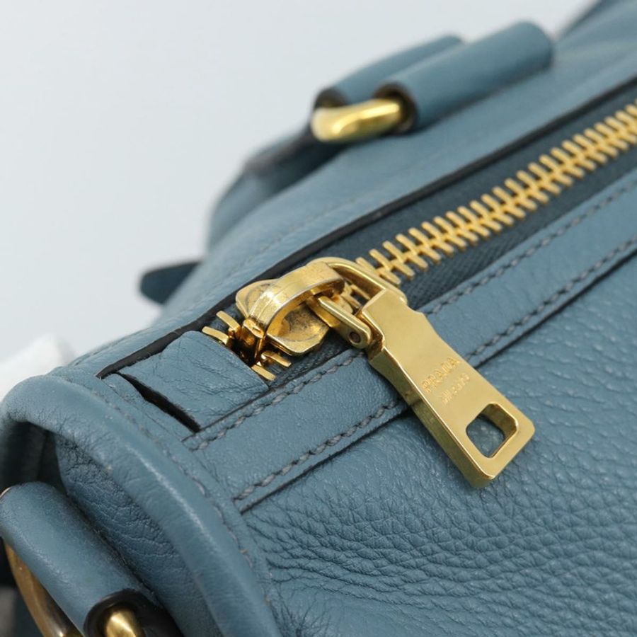 【日本直送】PRADA Vittero Dino 皮革手提包，藍金配色，正品，貨號 187263V-20