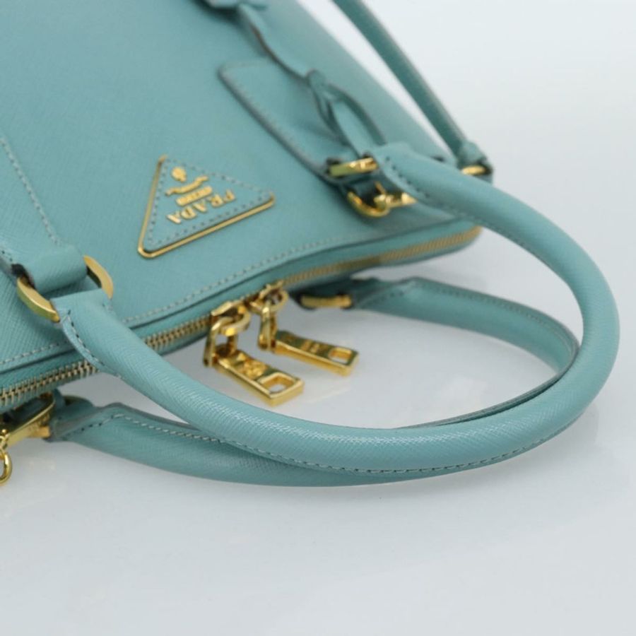 【日本直送】PRADA 手提包 Safiano 皮革 2way Turquoise Blue Gold Auth 187253V-5