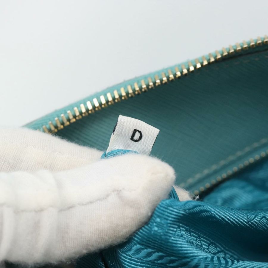 【日本直送】PRADA 手提包 Safiano 皮革 2way Turquoise Blue Gold Auth 187253V-10