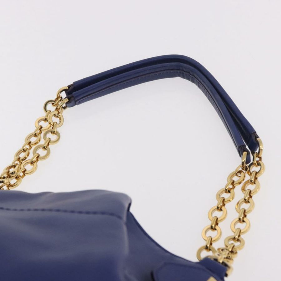 【日本直送】Salvatore Ferragamo Gancini 鏈條肩背包 皮革 藍色 正品 187269V-7