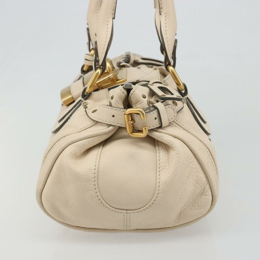 【日本直送】Chloe Paddington 手提包 皮革 象牙色 金色 銀色 正品 am11923V-2