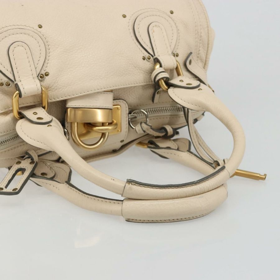 【日本直送】Chloe Paddington 手提包 皮革 象牙色 金色 銀色 正品 am11923V-7
