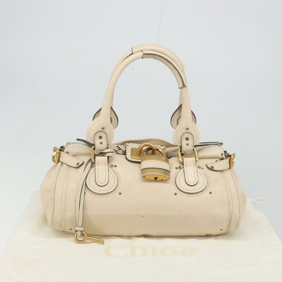 【日本直送】Chloe Paddington 手提包 皮革 象牙色 金色 銀色 正品 am11923V-11