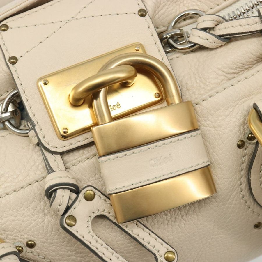 【日本直送】Chloe Paddington 手提包 皮革 象牙色 金色 銀色 正品 am11923V-18