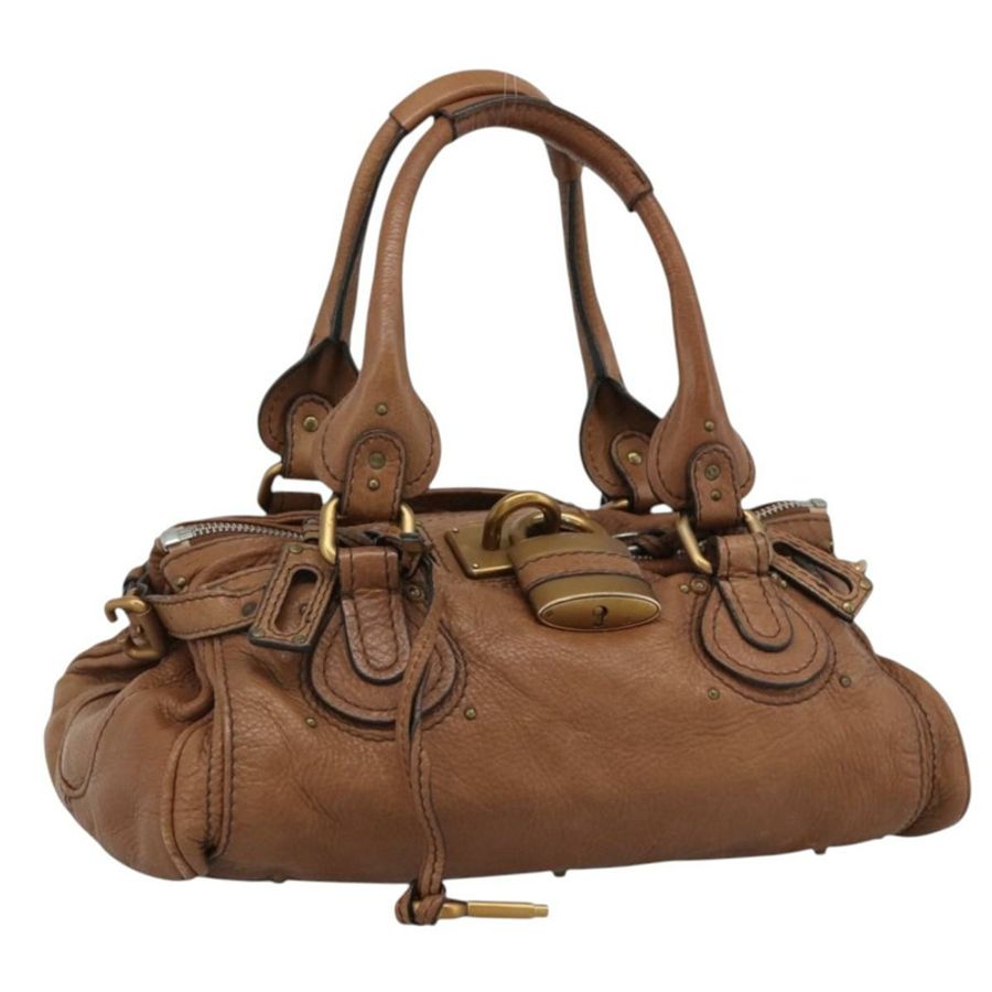 【日本直送】Chloe Paddington 手提包，棕色、金色、銀色皮革，正品 am11945V-0