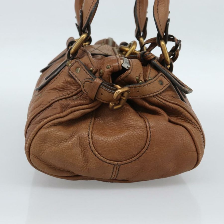 【日本直送】Chloe Paddington 手提包，棕色、金色、銀色皮革，正品 am11945V-2