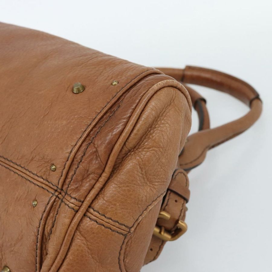 【日本直送】Chloe Paddington 手提包，棕色、金色、銀色皮革，正品 am11945V-7