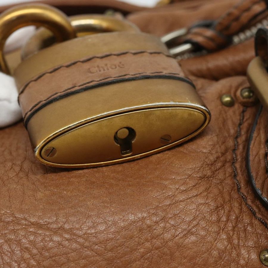 【日本直送】Chloe Paddington 手提包，棕色、金色、銀色皮革，正品 am11945V-8
