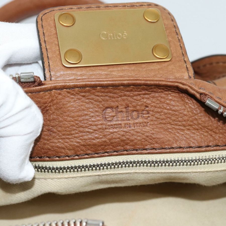 【日本直送】Chloe Paddington 手提包，棕色、金色、銀色皮革，正品 am11945V-21