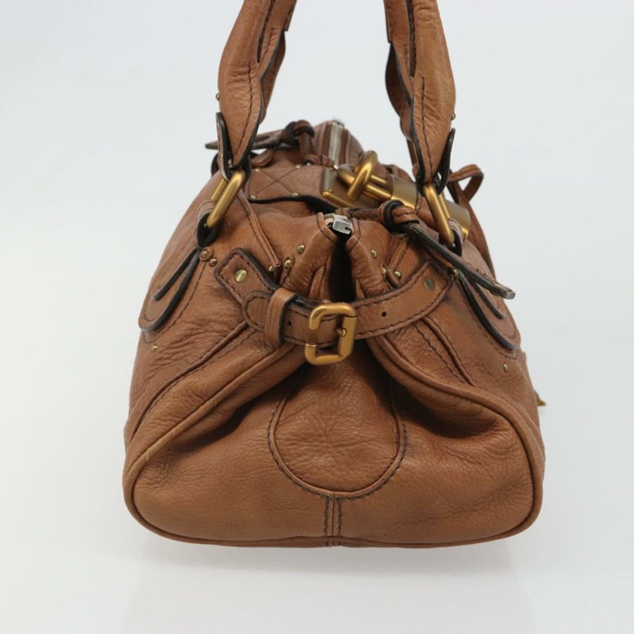 【日本直送】Chloe Paddington 手提包，棕色、金色、銀色皮革，正品 am11930V-3