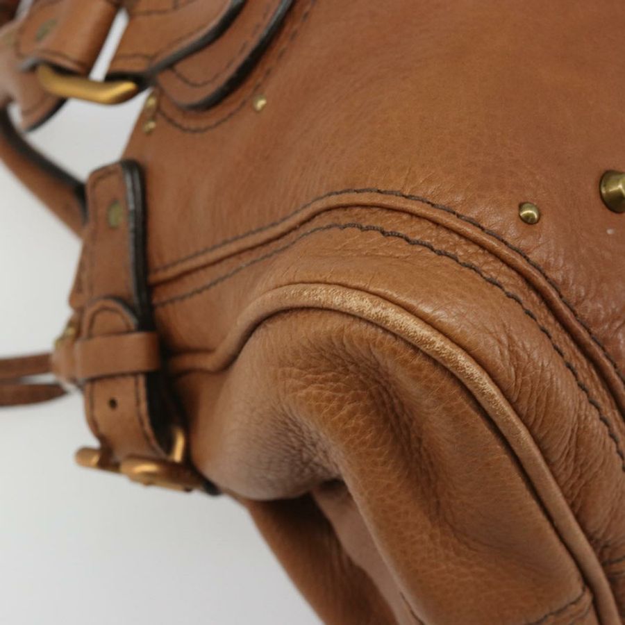 【日本直送】Chloe Paddington 手提包，棕色、金色、銀色皮革，正品 am11930V-7