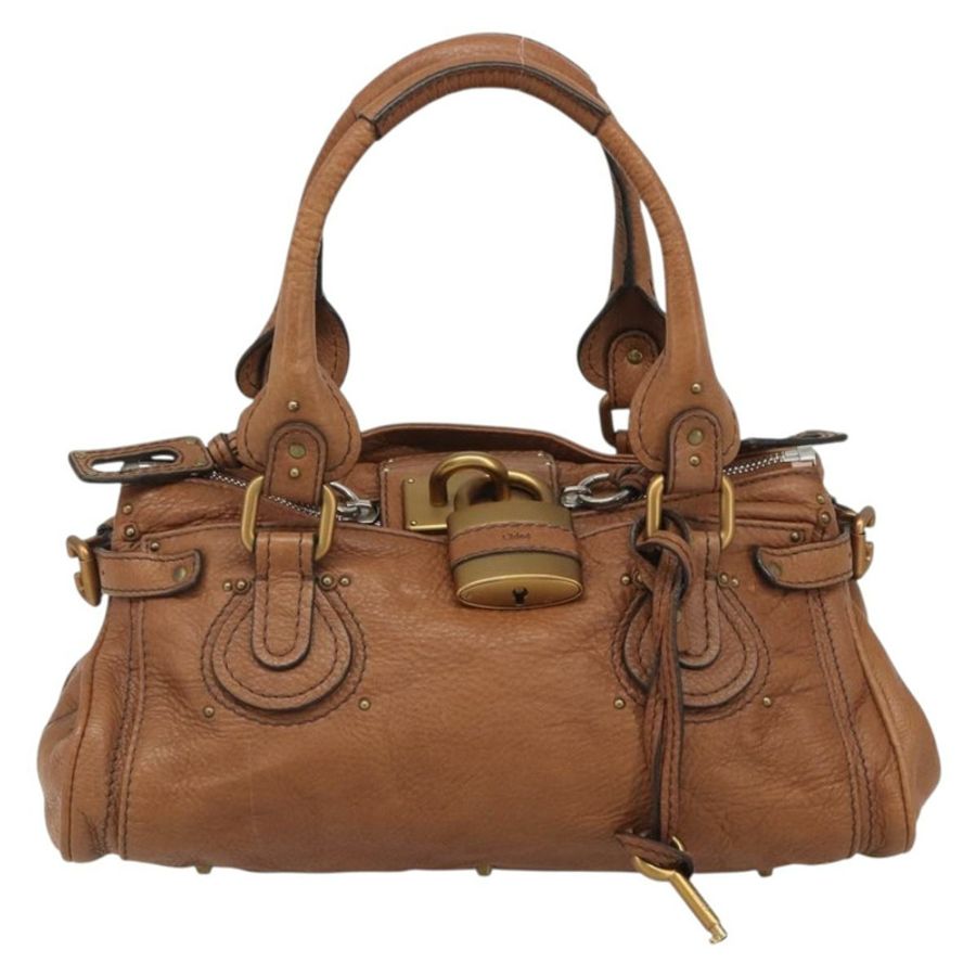 【日本直送】Chloe Paddington 手提包，棕色、金色、銀色皮革，正品 am11930V-12