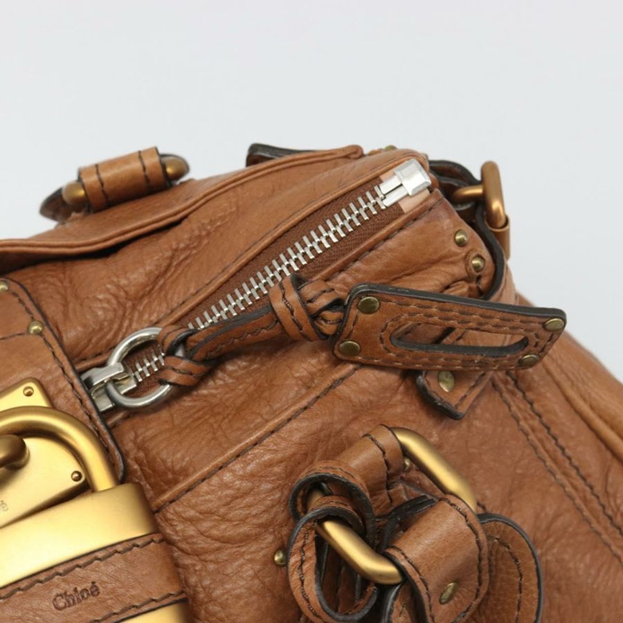 【日本直送】Chloe Paddington 手提包，棕色、金色、銀色皮革，正品 am11930V-18