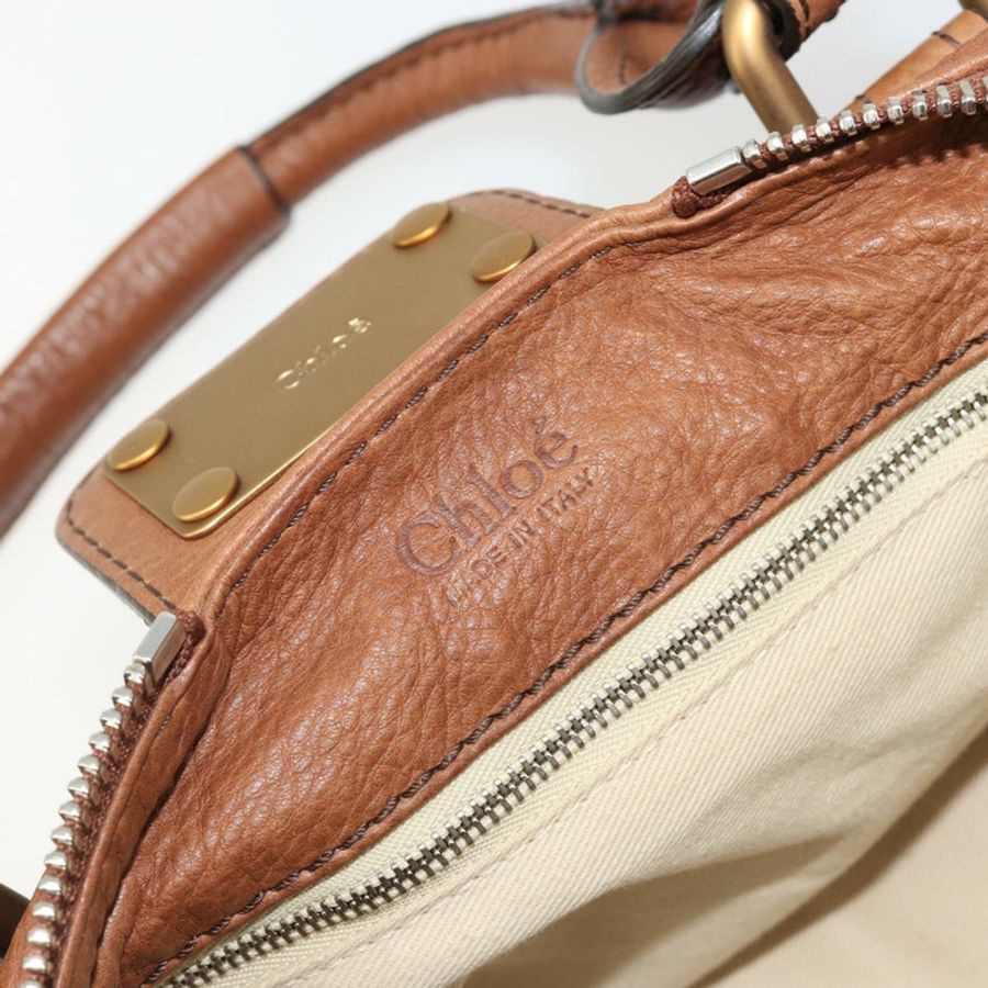 【日本直送】Chloe Paddington 手提包，棕色、金色、銀色皮革，正品 am11930V-19