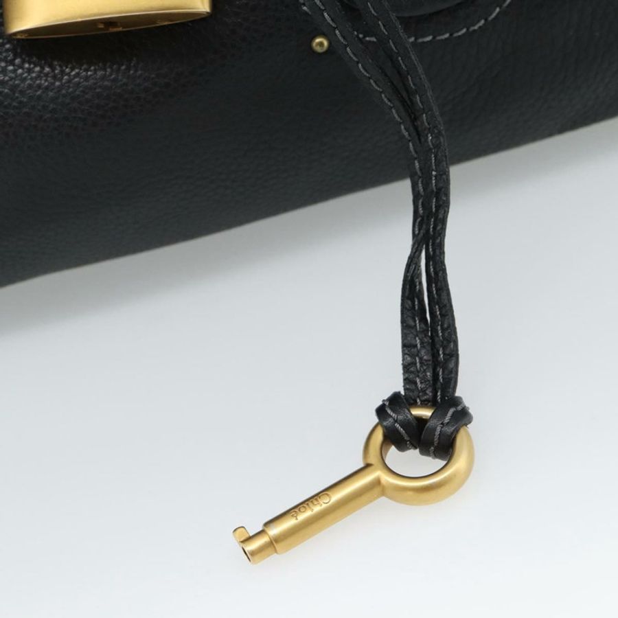 【日本直送】Chloe Paddington 手提包，黑色、金色、銀色皮革，正品 am11929M-17