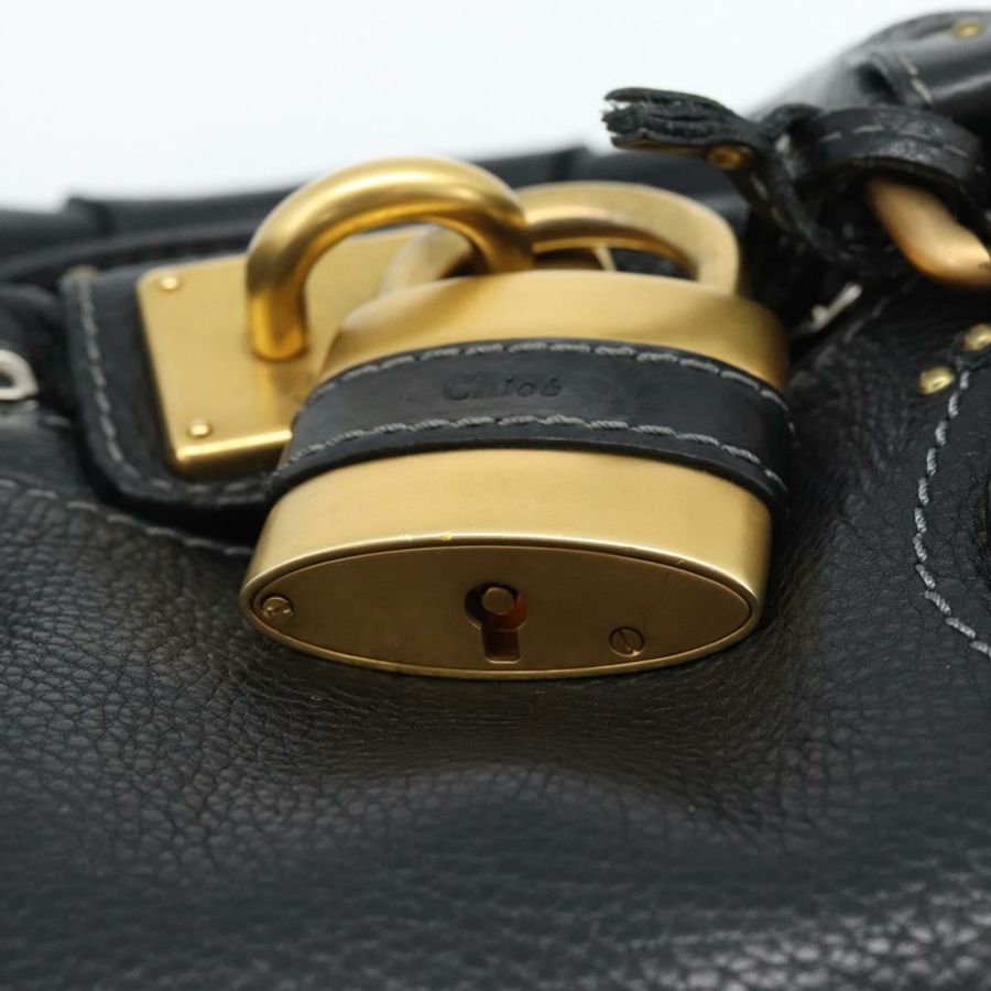 【日本直送】Chloe Paddington 手提包，黑色、金色、銀色皮革，正品 am11929M-18