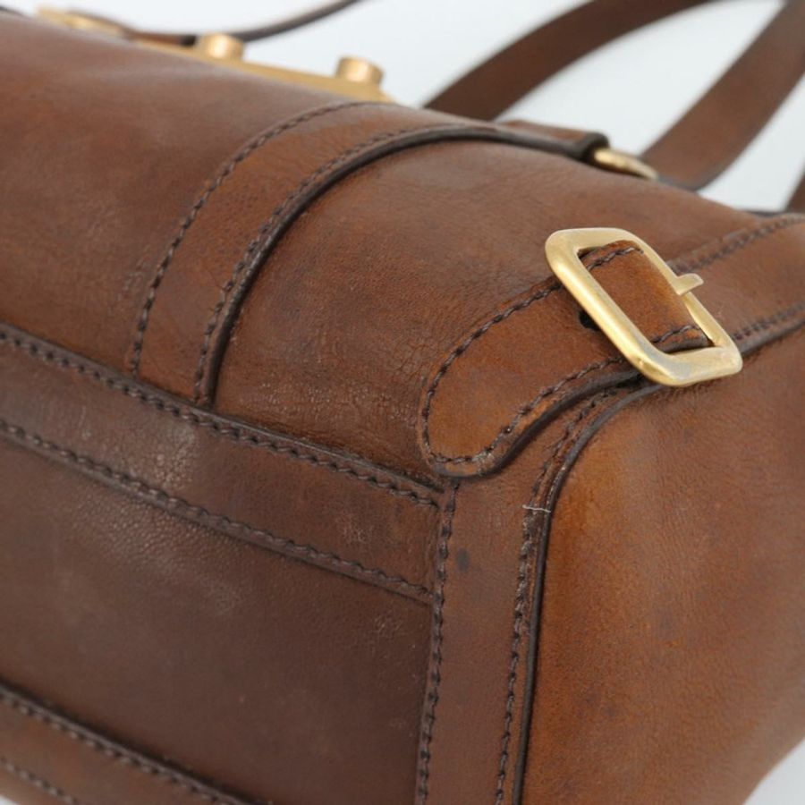 【日本直送】PRADA Ready Lock 手提包，棕色金色皮革，正品 am11940V-7