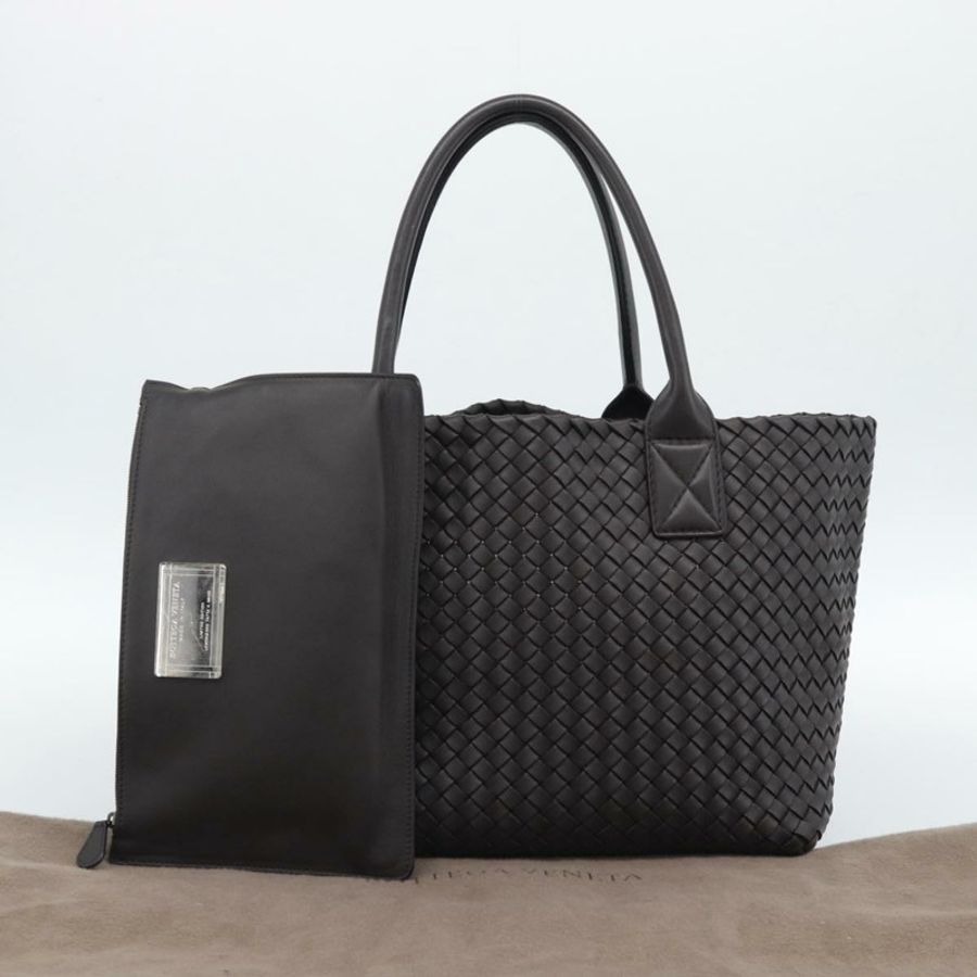 【日本直送】BOTTEGA VENETA INTRECCIATO Cabas 小號手提包皮革深棕色正品 am11927SM-11