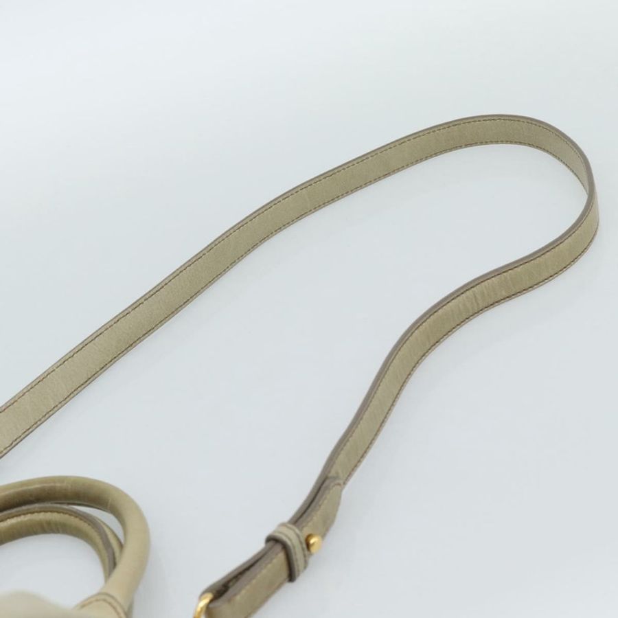 【日本直送】Miu Miu 側邊緞帶手提包 皮革 兩用 米色 金色 正品 am11947V-13