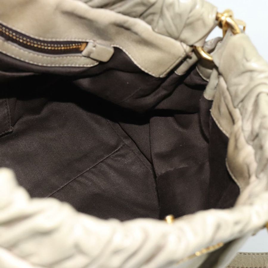 【日本直送】Miu Miu 側邊緞帶手提包 皮革 兩用 米色 金色 正品 am11947V-18
