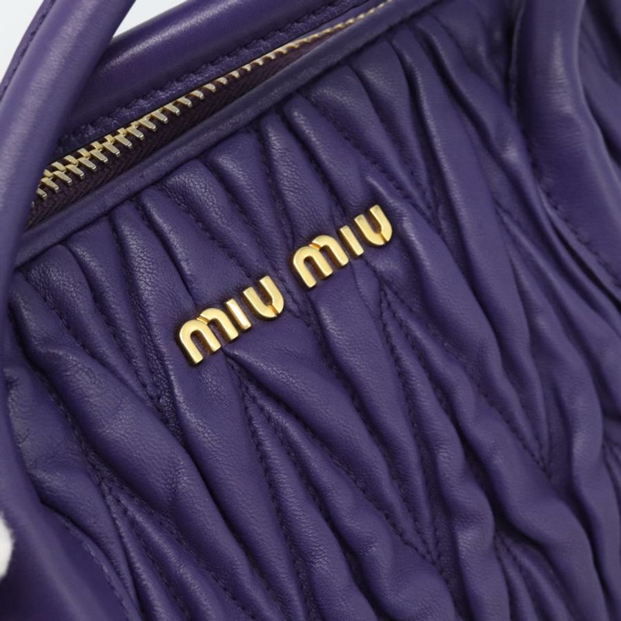 【日本直送】Miu Miu 手提包 皮革 兩用 紫色金色 正品 BA13576V-18
