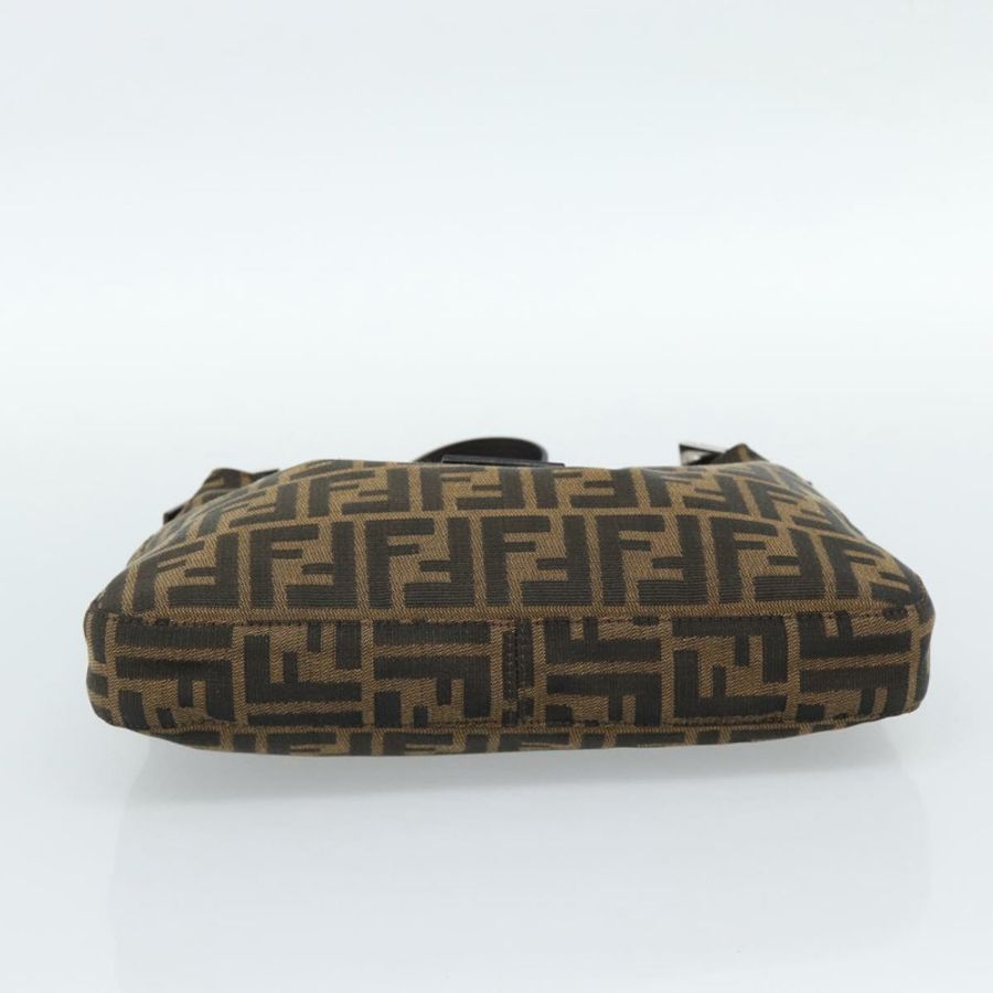 【日本直送】FENDI Zucca帆布Mamma Baguette單肩包 黑色 棕色 銀色 正品 am11931V-4