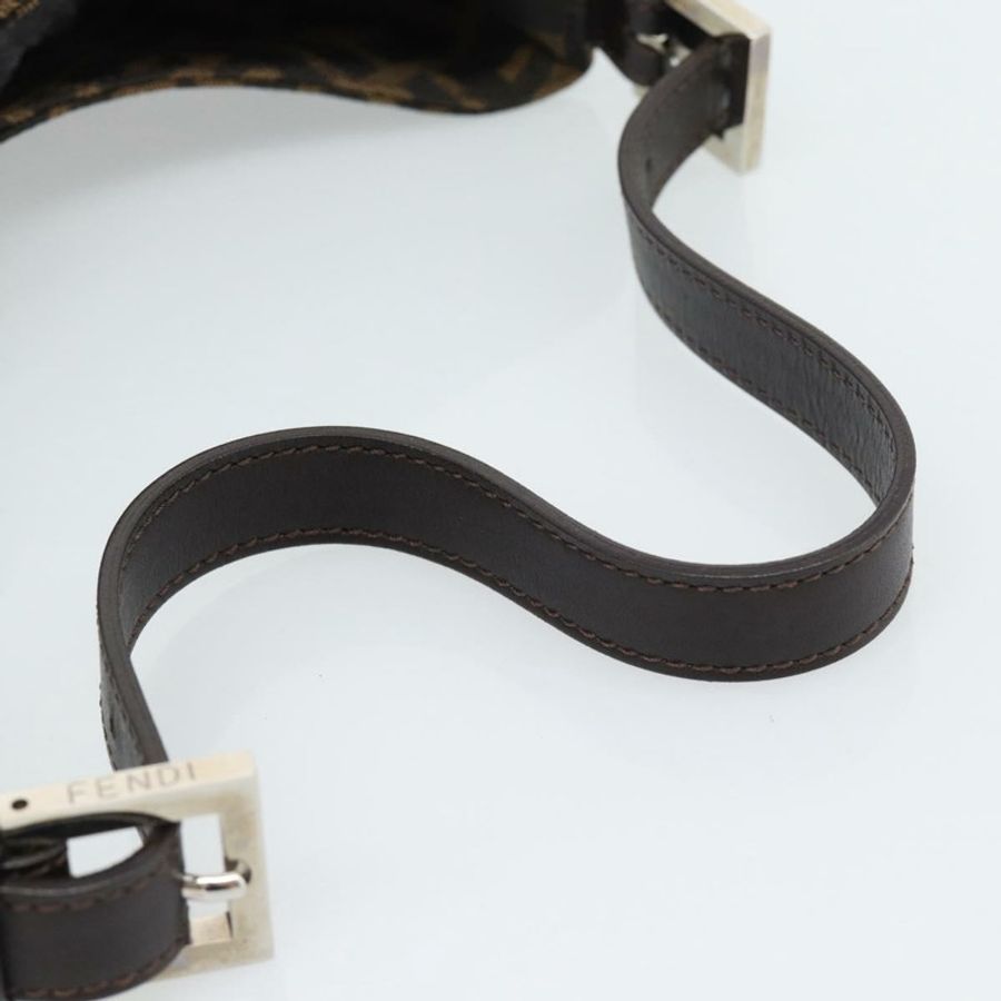 【日本直送】FENDI Zucca帆布Mamma Baguette單肩包 黑色 棕色 銀色 正品 am11931V-6