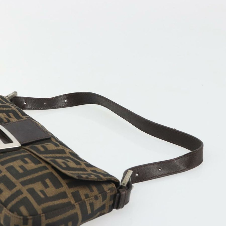 【日本直送】FENDI Zucca帆布Mamma Baguette單肩包 黑色 棕色 銀色 正品 am11936V-7