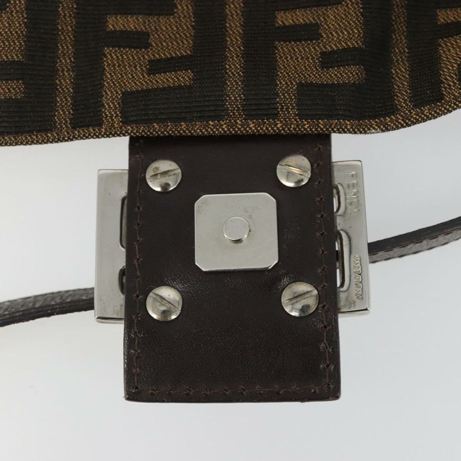 【日本直送】FENDI Zucca帆布Mamma Baguette單肩包 黑色 棕色 銀色 正品 am11936V-8