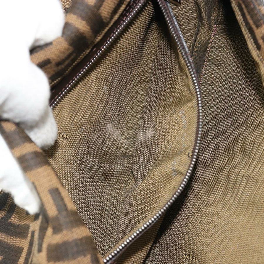 【日本直送】FENDI Zucca帆布Mamma Baguette單肩包 黑色 棕色 銀色 正品 am11936V-10