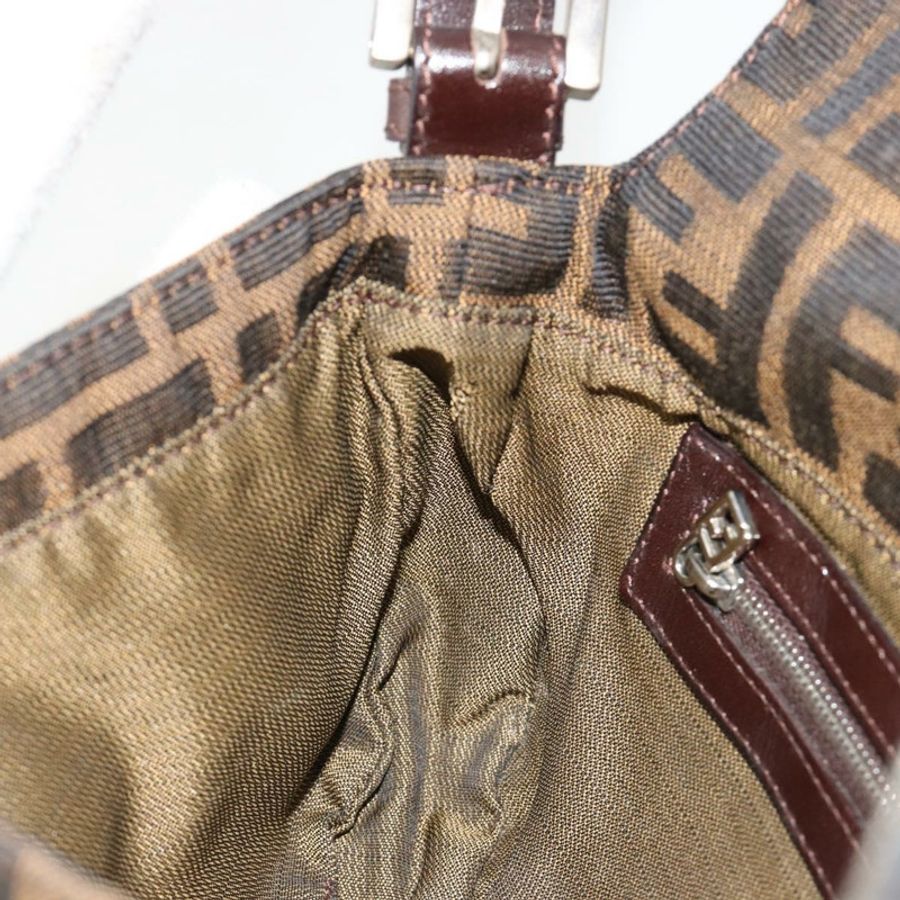 【日本直送】FENDI Zucca帆布Mamma Baguette單肩包 黑色 棕色 銀色 正品 am11936V-22